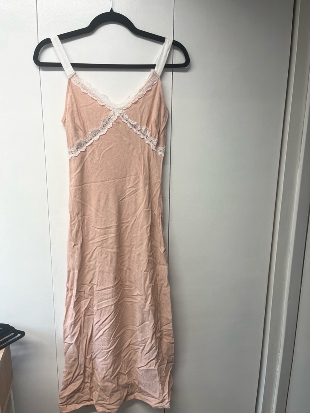 Monteau Blush Pink Lace-Trim Slip Dress